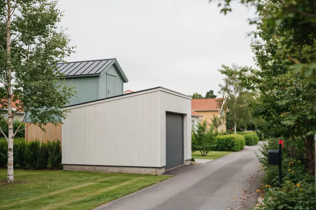 fasadm lning av garage och f rr d i runby v sby